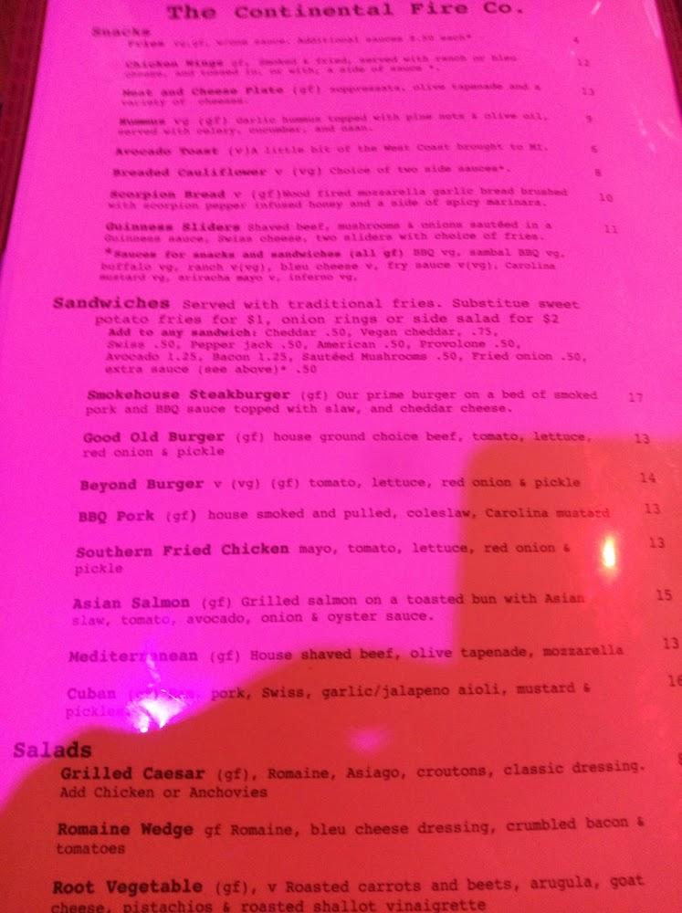 The Continental Fire Co. Menu image 3